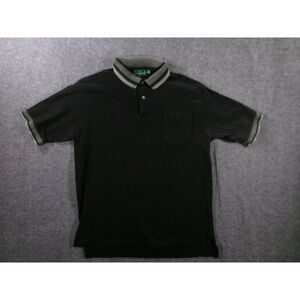 Outer Banks Polo Shirt Mens Large Black Ringer Collar Casual Classic Preppy Golf